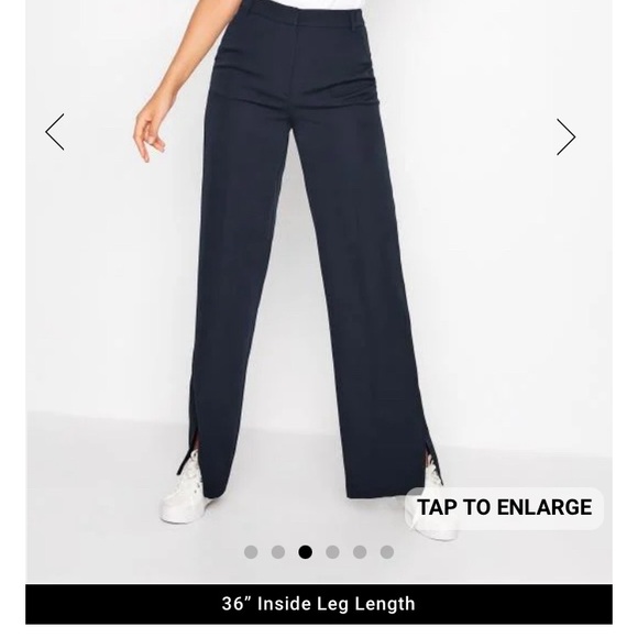 Long tall sally navy split hem wide leg trousers - Picture 8 of 8